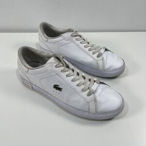 Lacoste Powercourt Leather Size 10.5 Mens White Lifestyle Sneakers